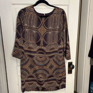 The Limited Medium Purple and Orange Patterned Dress